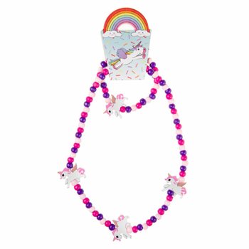 Conjunto de Colar e Pulseira de Unicórnio em Madeira para Criança (48 un.)
