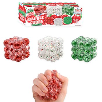 Cubos Antistress Squeezy Glitter Bauble - Conjunto 3x - Recheio Sugar - Display (6 Conjuntos)