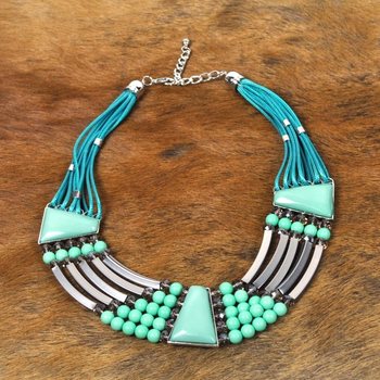 Colar de Luxo Estilo Ibiza Turquesa (1 un.)