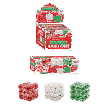 Cubos Antistress Squeezy Glitter Bauble - Conjunto 3x - Recheio Sugar - Display (6 Conjuntos)