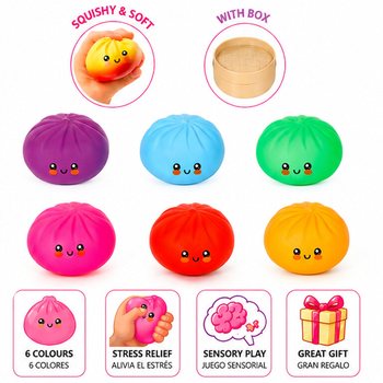 RAGE - LUCKY DUMPLINGS - Squishy Bun Dumplings GRANDE Dim. 8.5 x 8.5 x 4.8 Cm - EM DISPLAY (12 un.)