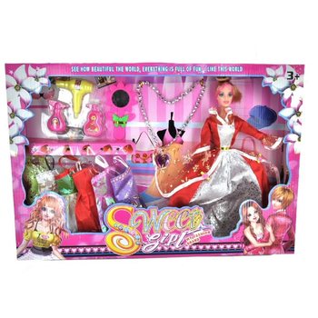 Grande conjunto de boneca com vários acessórios