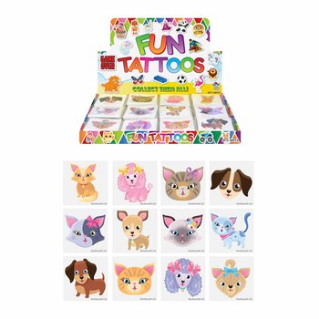 TATUAGENS DIVERTIDAS - EXPOSITOR GATOS E CÃES (48 EMBALAGENS)