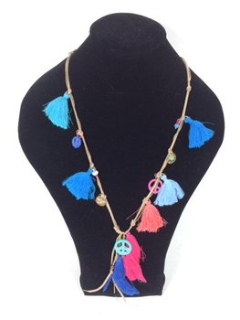 Colar Estilo Ibiza com Borlas e Símbolo da Paz (1 un)