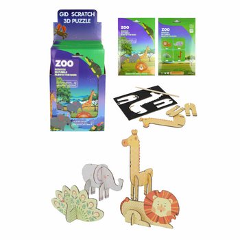 Puzzle de Raspar 3D Animais do Zoo (Display 18 unidades)