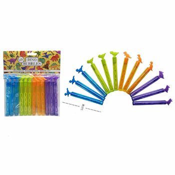 Varetas de bolhas de sab&atilde;o dinossauro coloridas (Pack de 12)
