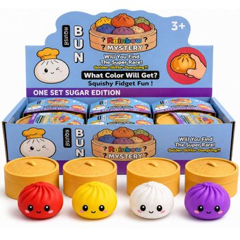 RAGE - Squishy SUGAR EDITION Dumplings Bun GRANDE (8.5 x 8.5 x 4.8 cm) - Brinquedo Fidget Viral 2026 (12 un)