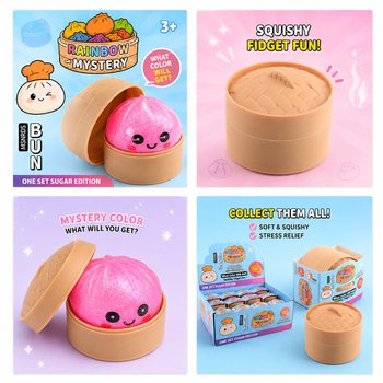 RAGE - Squishy SUGAR EDITION Bun Dumplings PEQUENO (5.3 x 5.3 x 4.1 Cm) Viral 2026 Fidget Toy (24 un.)