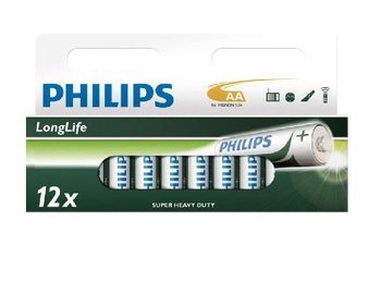 12x PILHAS "PHILIPS - SUPER HEAVY DUTY" AA - LONGLIFE (12 un. Blister)