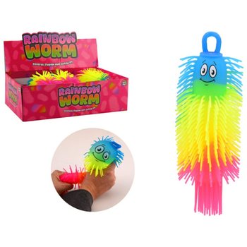 BOLA MINHOCA PUFFER ARCO-ÍRIS - 22CM - CORES SORTIDAS - EM DISPLAY (12 un.)