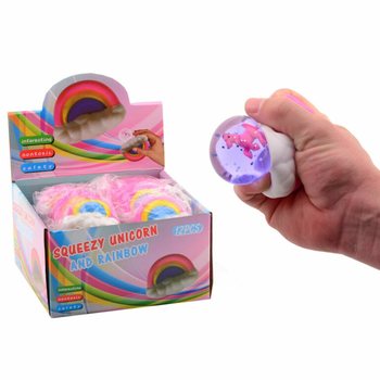 Bola Squeeze de Unic&oacute;rnio Arco-&Iacute;ris em Display (12 unidades)