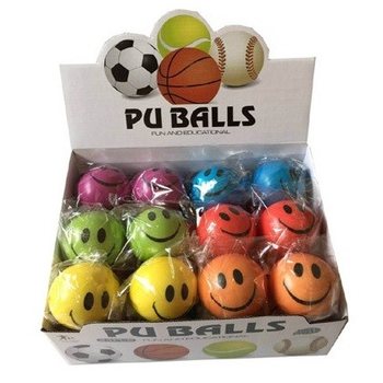 BOLAS PU CARAS FELIZES Ø10 CM EM DISPLAY (36 un)