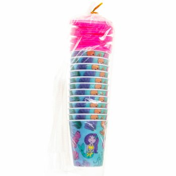 COPO DE BEBER / COPO DE GELADO COM PALHINHA &ndash; SEREIA (12 un.)