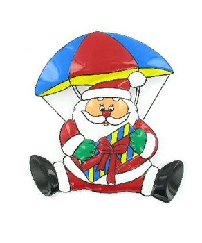 Placa Decorativa de Natal - Pai Natal em Paraquedas (6 un.)