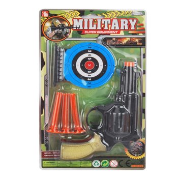 Conjunto de Pistola Militar com 3 Ventosas e Alvos (6 pe&ccedil;as)