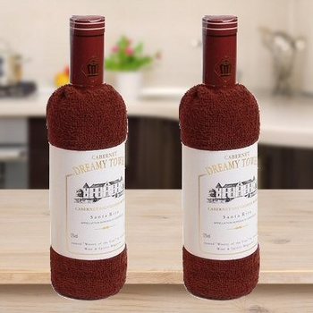 TOALHA EM FORMA DE GARRAFA DE VINHO (3 un.)