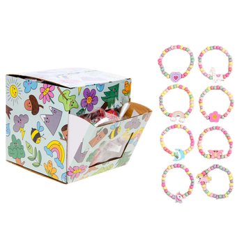 PULSEIRAS DE MADEIRA EL&Aacute;STICAS PARA MENINA - EM EXPOSITOR (100 un.)