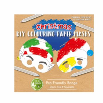 M&aacute;scara de Natal para Colorir ECO FRIENDLY com 4 L&aacute;pis (12 unidades)