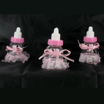 BIBERÕES DECORATIVOS COR-DE-ROSA COM FRANJAS (6 unid.)