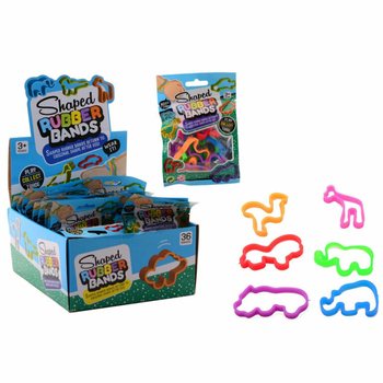 CONJUNTO DE 6 EL&Aacute;STICOS ANIMAIS SELVAGENS EM EXPOSITOR (36 unid.)