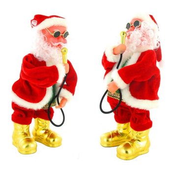 Pai Natal cantor e dançarino com microfone