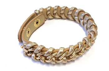Pulseira Entrançada Estilo Ibiza Ouro/Castanho (1 un.)