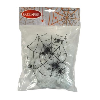 Teia de Aranha Decorativa de Halloween com 2 Aranhas (4 un.)