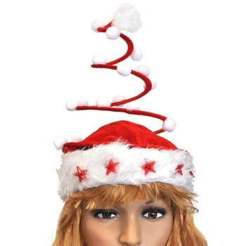 BULK DEAL - GORRO DE NATAL ESPIRAL LUXO C/ ESTRELA LUMINOSA (120 un.)