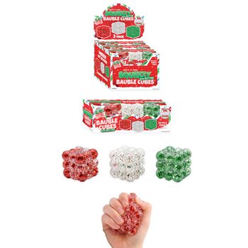Cubos Antistress Squeezy Glitter Bauble - Conjunto 3x - Recheio Sugar - Display (6 Conjuntos)