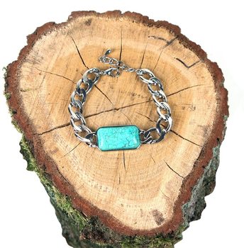 Pulseira Estilo Ibiza Prateada e Azul (1 un.)
