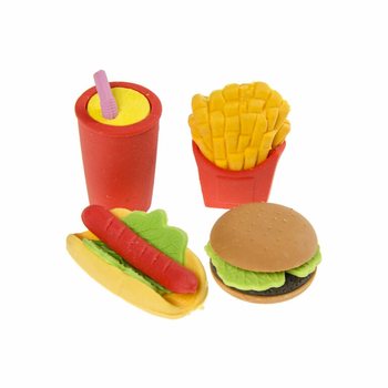 Conjunto de 4 Borrachas Fast Food (Caixa de Exibição 12x)