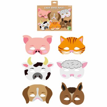 Máscaras de Animais da Quinta ECO FRIENDLY em Papel - 12 Unidades
