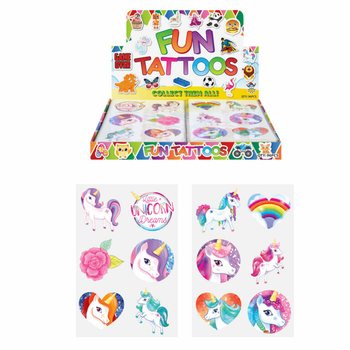 Fun Tattoos: Expositor de Unicórnio (96 unidades)