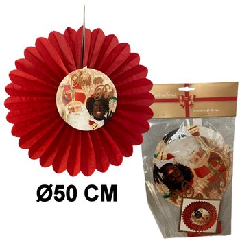 LEQUE DECORATIVO DE SINTERKLAAS Ø50 CM - DOBRÁVEL (6 unid.)