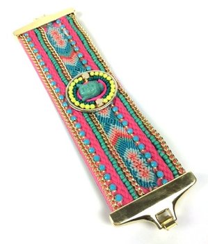 Pulseira Larga de Luxo Estilo Ibiza Multicolor Buda (1 un.)