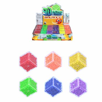 JOGO DE PACIÊNCIA CUBO LABIRINTO COM BOLA EM DISPLAY (24 ud.)