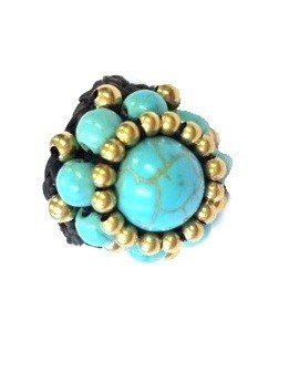 Anel Estilo Ibiza com Pedra Turquesa | Anel Boho