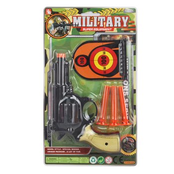 Conjunto de Pistola Militar com 3 Ventosas e Alvos (6 pe&ccedil;as)