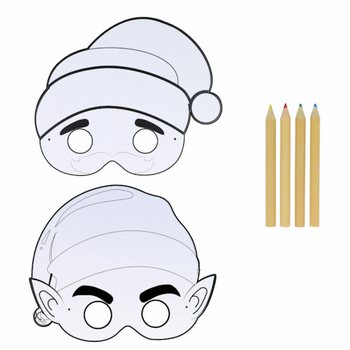 M&aacute;scara de Natal para Colorir ECO FRIENDLY com 4 L&aacute;pis (12 unidades)