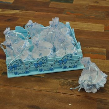 Caixa Decorativa com 9 Carrinhos de Bebé Deco - Azul