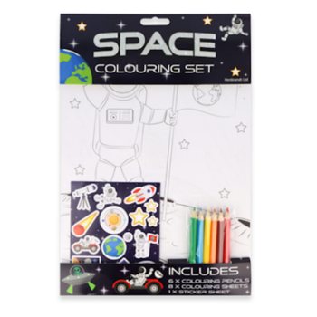 Conjunto de Colorir Espaço - Inclui Lápis e Autocolantes (12 un.)