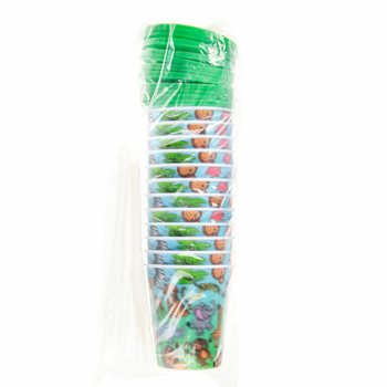Copo para Bebidas / Copo para Gelado com Palhinha - Animais da Selva (12 unidades)
