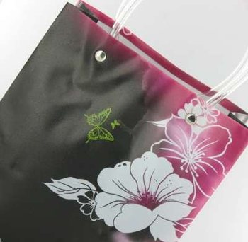 Saco de Oferta / Saco de Transporte Preto/Rosa/Flor Branca Large (12 un.)