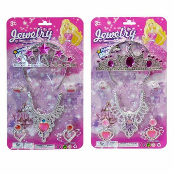 SET DE BELEZA DE PRINCESA COM TIARA, BRINCOS, COLAR E AN&Eacute;IS