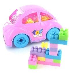 Carro Grande de Menina Cheio de Blocos de Construção