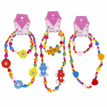 Conjunto Alegre de Colar + Pulseira de Madeira para Criança (48 un.)
