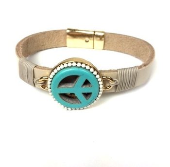 Pulseira Taupe/Creme Peace (Estilo Ibiza)