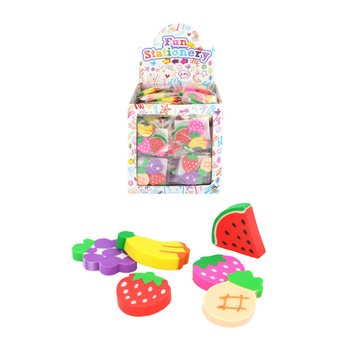 Conjunto de 3 Borrachas de Fruta em Expositor (144 un.)