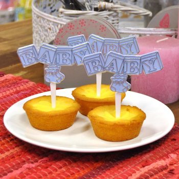 PALITO PARA CUPCAKE DE NASCIMENTO - AZUL BEB&Eacute; (12 un.)