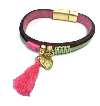 Pulseira de Luxo Coração Verde/Rosa (1 un)